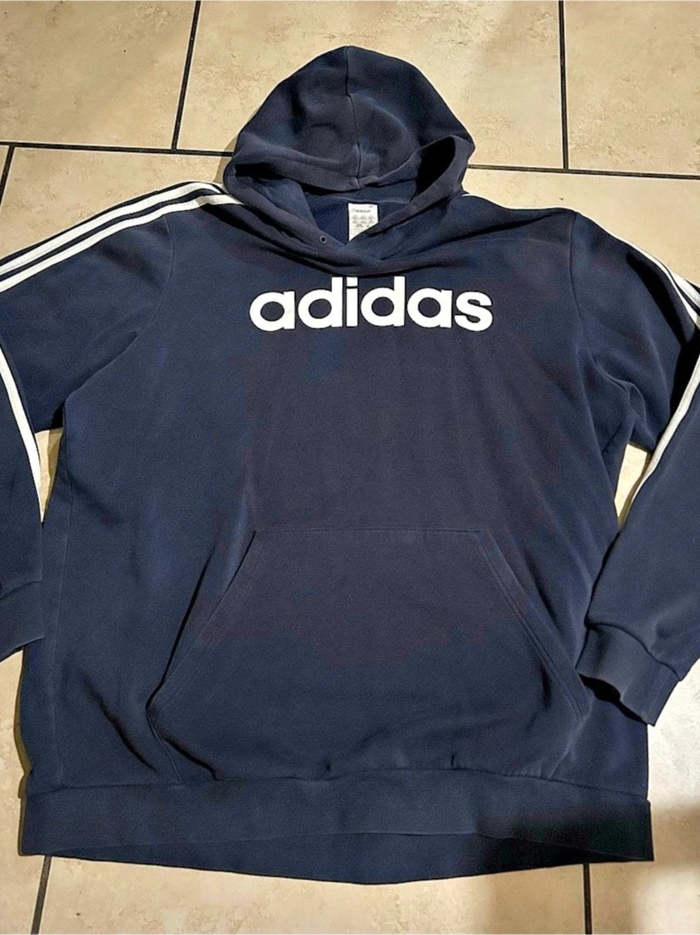 adidas Essentials 3-Stripes Fleece Hoodie Blue 2XL (2XLT)